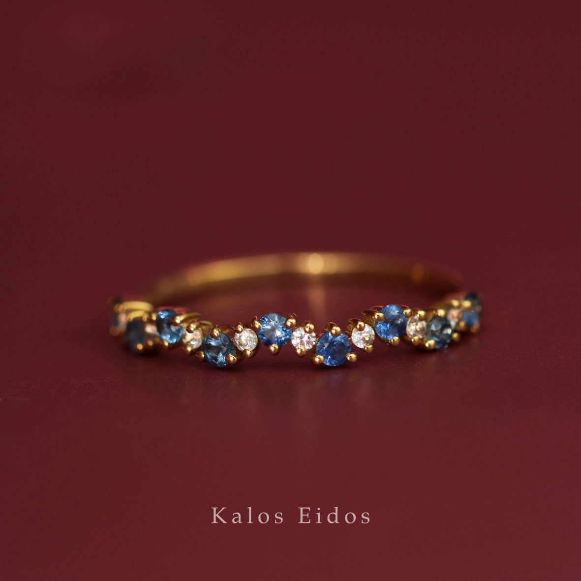 10K | 跳色戒指 | 天然白色藍寶石 | 天然藍寶石 | K金 DJR09585