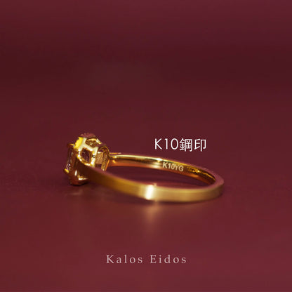 10K | 春色戒指 | 碧璽 | 天然鑽石 | K金 DJR83485