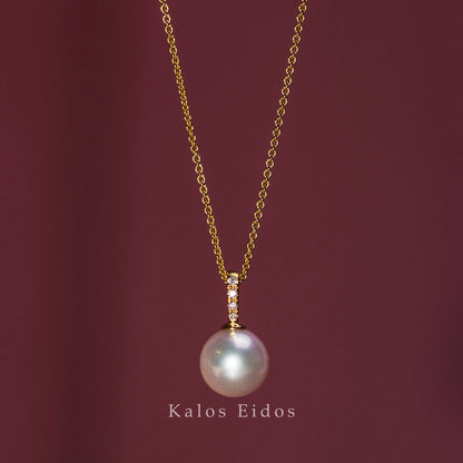 14K | 簡約珍珠項鍊 | 天然鑽石 | Akoya | K金 DJN62978