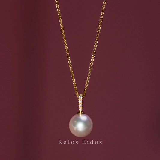 14K | 簡約珍珠項鍊 | 天然鑽石 | Akoya | K金 DJN62978