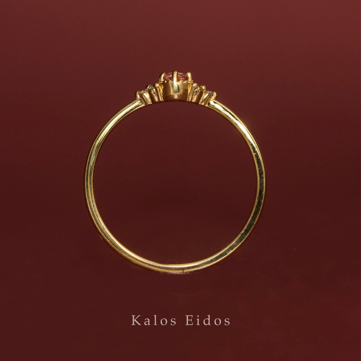 10K | 浪漫戒指 | 粉紅色藍寶| K金 DJR09585