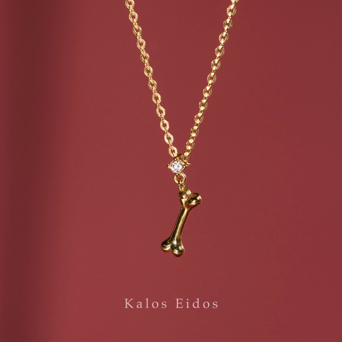 【絕版品】18K | 小骨頭吊墜項鍊 | 天然鑽石 | K金 DJN47090/92